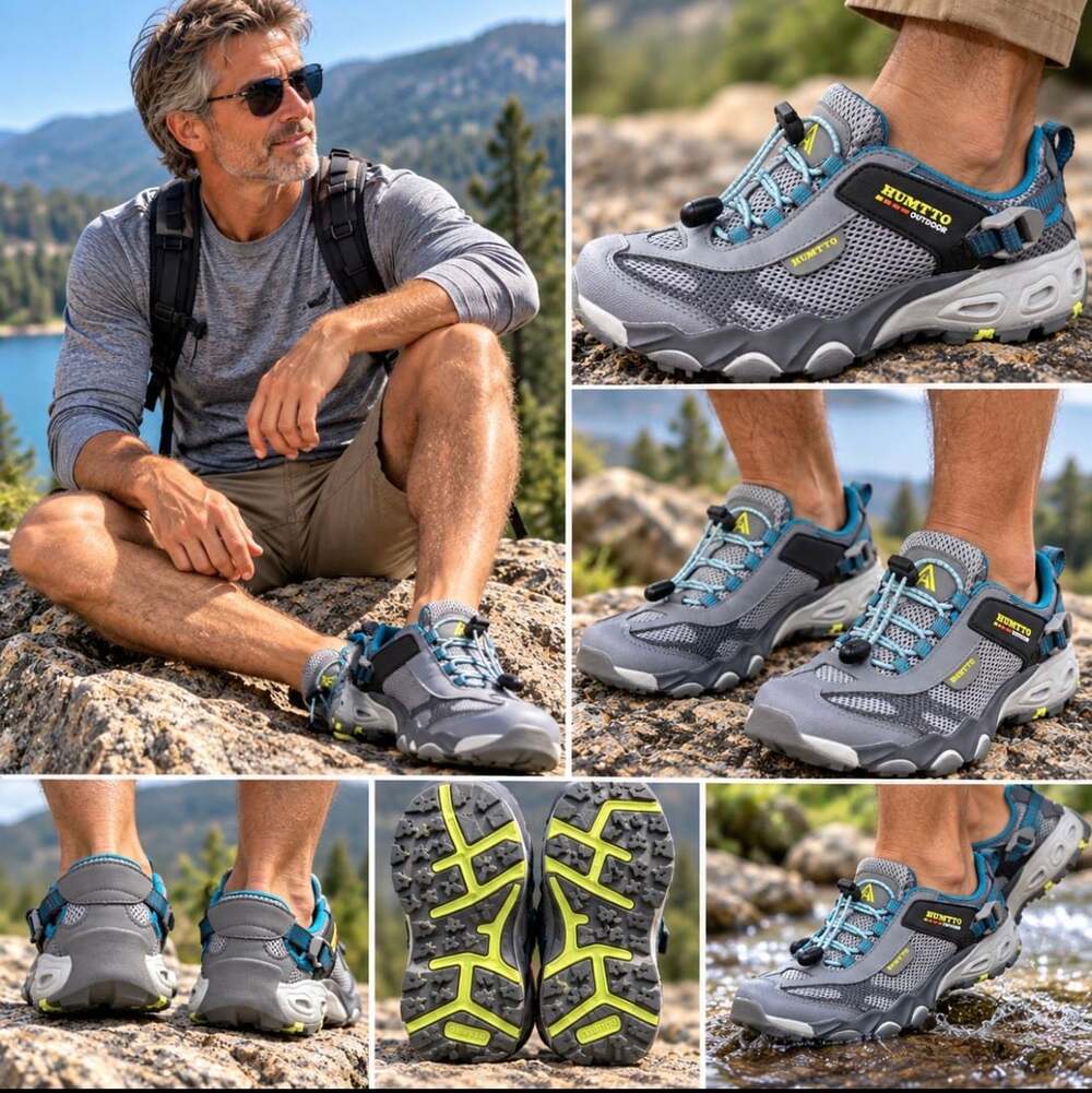 HUMTTO HT2605-5 Men’s Size 8 Water Hiking Shoes Gray Aqua Trail Quick Dry